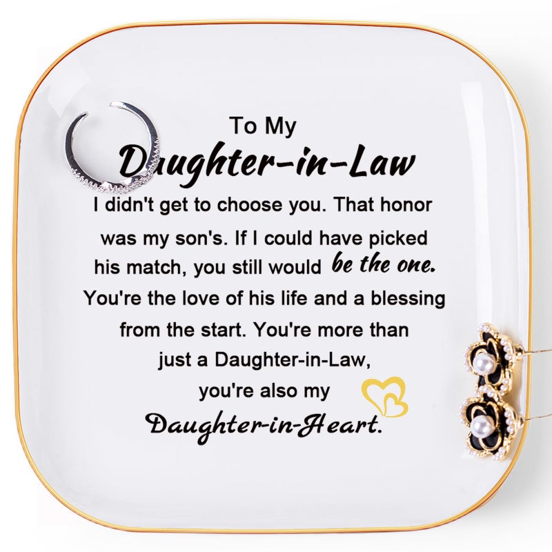 Piudee Daughter in Law Gifts from Mother in Law  Jewelry Dish Ring Trinket Dish for Daughter in Law Birthday Valentines Mother's Day Christmas Wedding Gift for Daughter in Law - Image 1